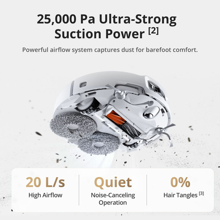 Lifestyle image of DJI ROMO A Robot Vacuum with 25,000Pa ultra strong suction power