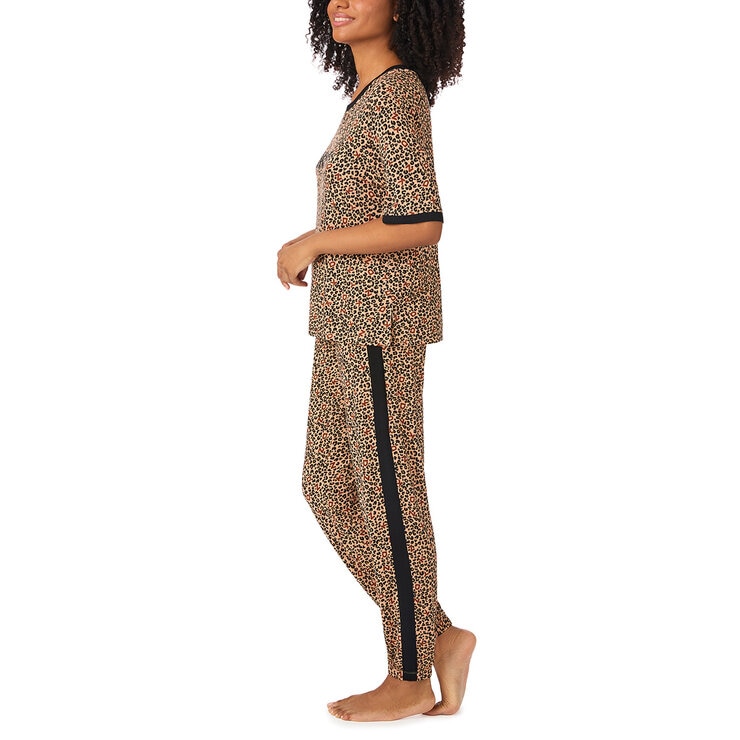 DKNY Ladies Short Sleeve Tee & Jogger Lounge Set in Brown