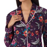 Room Service Ladies Notch Collar PJ Set, 2 Piece in Purple Crane