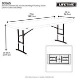 Lifetime 6ft Adjustable Height Commercial Table