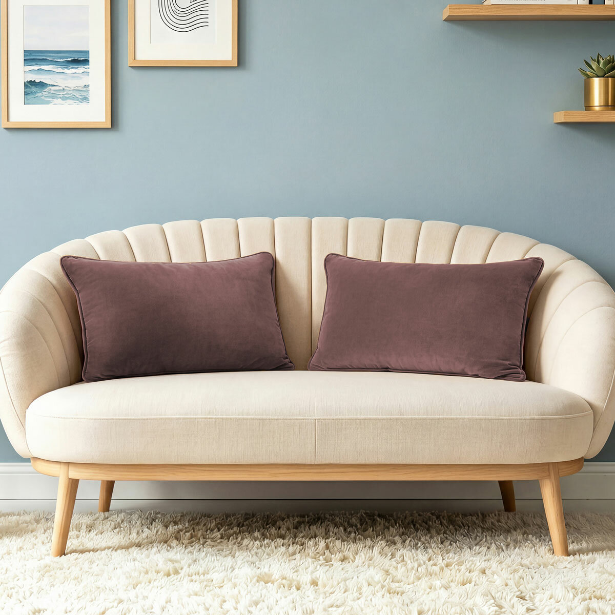 Sutton Place Collection Velvet Cushion 2 Pack in 3 Colours, 35 x 55 cm
