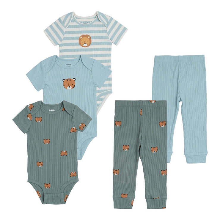 Pekkle 5 Piece Starter Set in Khaki, 6 Months