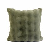House & Home Faux Fur Bubble Cushion in Green, 50 x 50 cm