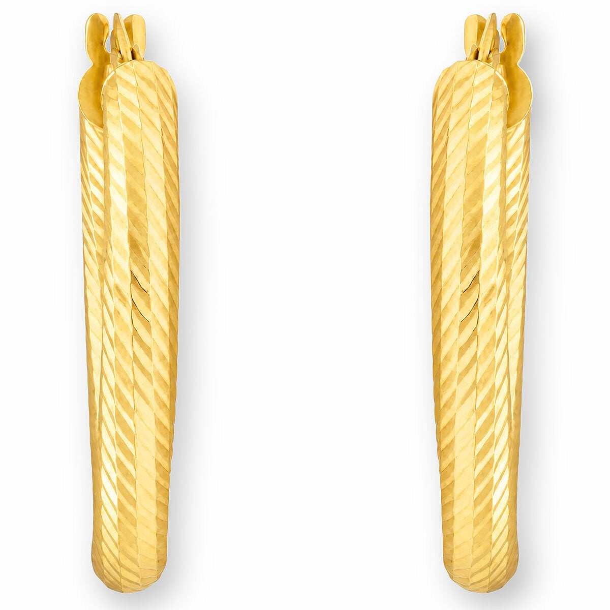 14ct Yellow Gold Textured Oval Hoop Earrings 14ct Yellow Gold Textured Oval Hoop Earrings