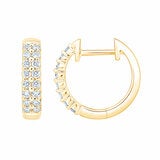 0.30ctw Round Brilliant Cut Diamond Double Row Hoop Earrings, 14ct Yellow Gold 0.30ctw Round Brilliant Cut Diamond Double Row Hoop Earrings, 14ct Yellow Gold