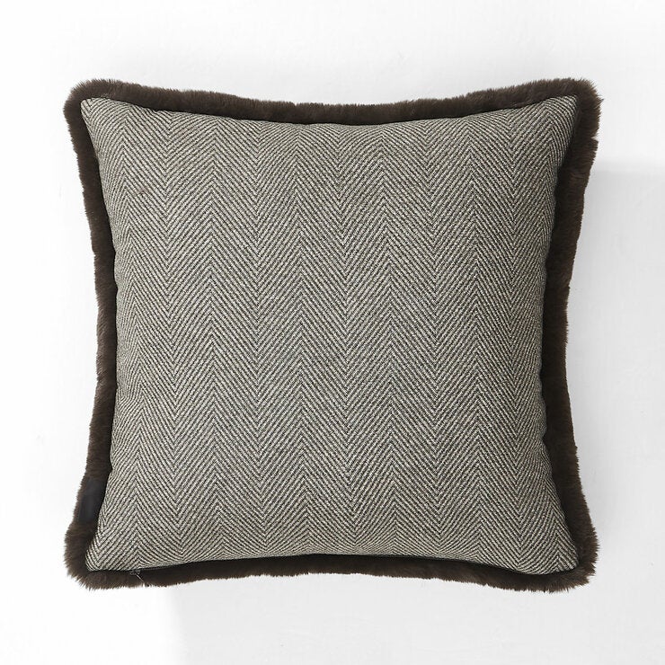 Mon Chateau Brown Tweed Faux Fur Cushion, 50 x 50 cm Mon Chateau Brown Tweed Faux Fur Cushion, 50 x 50 cm