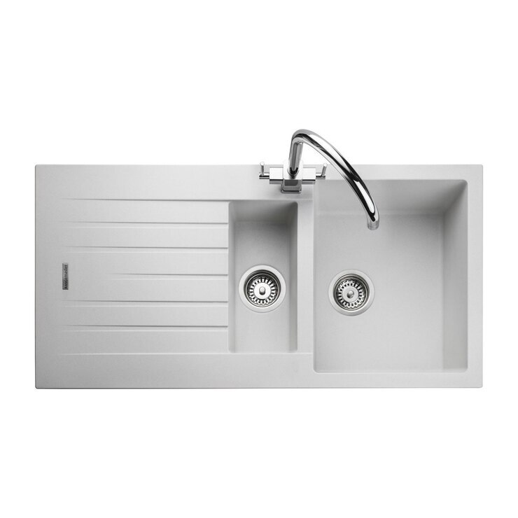 Rangemaster Andesite Composite Granite 1.5 Bowl Kitchen Sink in White