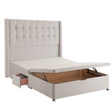 Silentnight Ottoman Divan Base with Bloomsbury Headboard in Dove Grey, Double