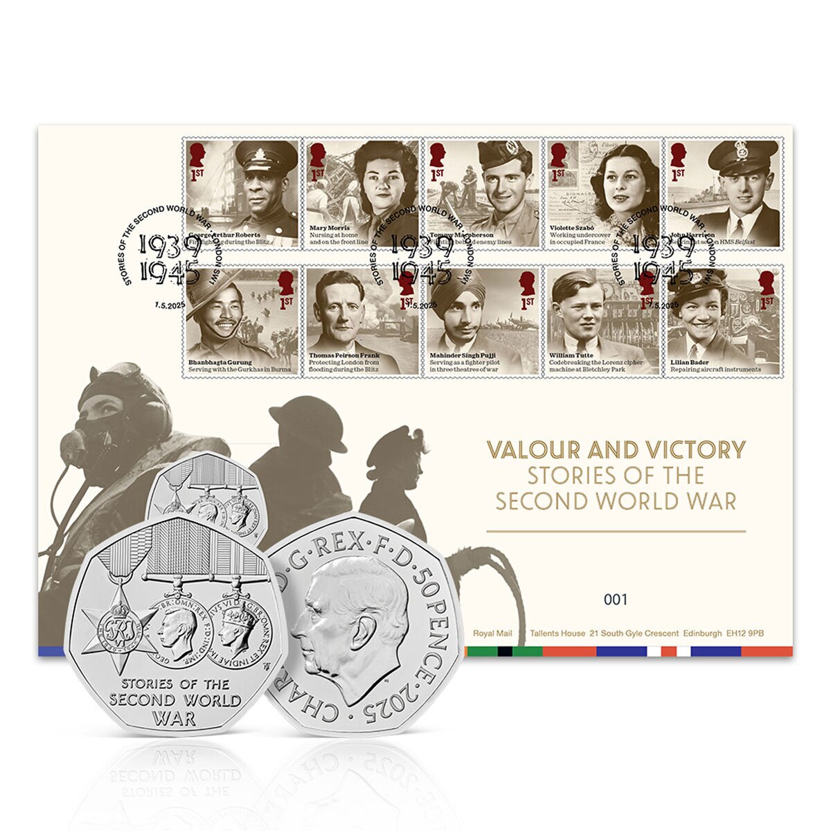 Stories of WWII 50p BU Coin and Stamps Coin Cover from Royal Mail® and The Royal Mint
