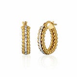 14ct Yellow & White Gold Bead Hoop Earrings 14ct Yellow & White Gold Bead Hoop Earrings