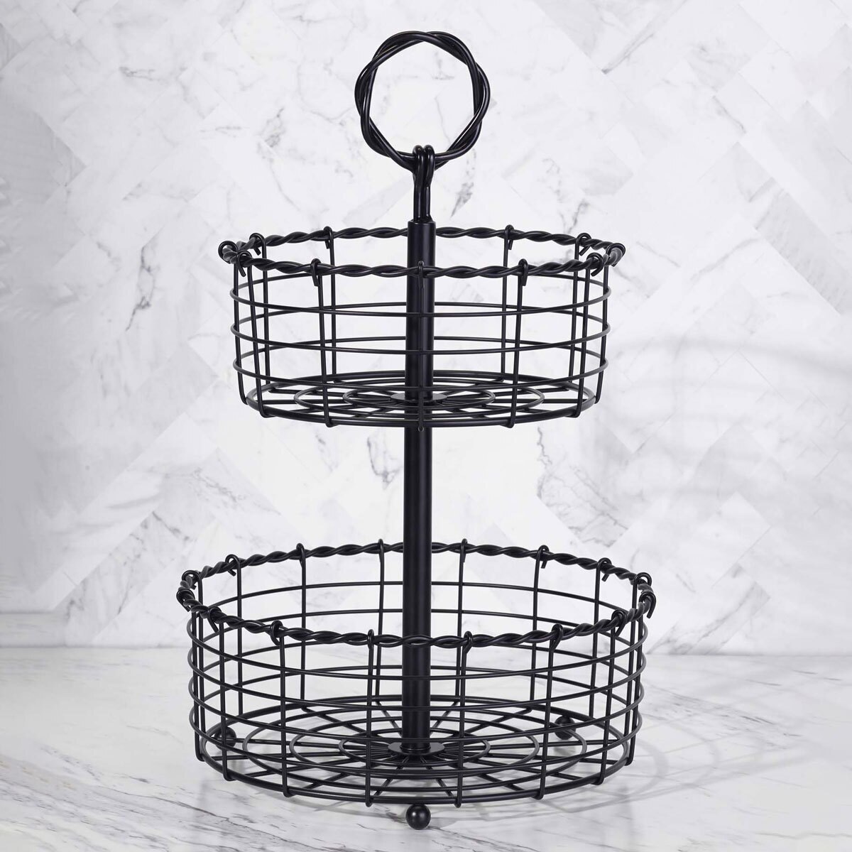 Edifice 2Tier Steel Storage Basket with Stand Costco UK