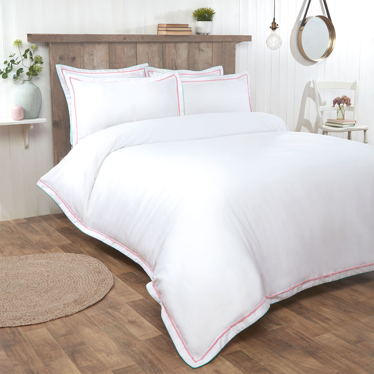 Tabitha Webb White Cotton 3 Piece Bed Set in 4 Sizes