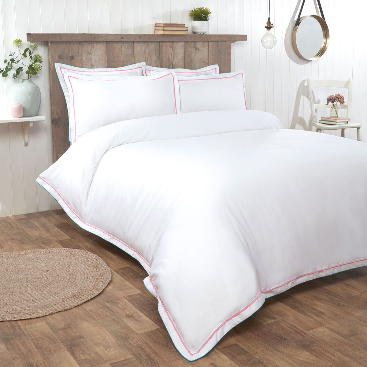 Tabitha Webb White Cotton 3 Piece Bed Set, Double Costco UK