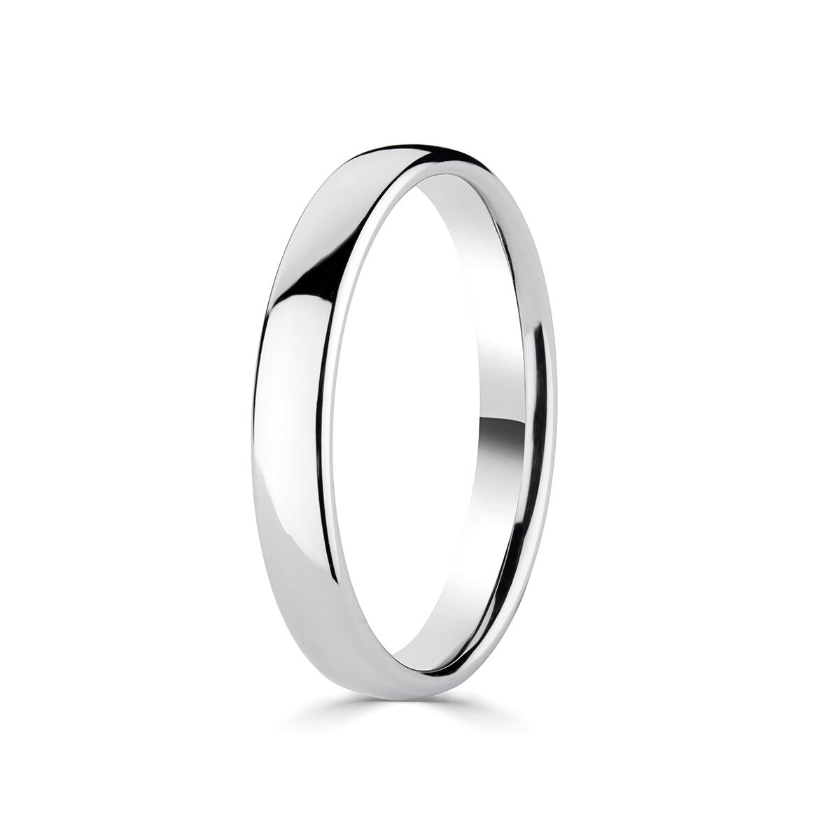 3.0mm Basic Light Court Wedding band. 18ct White Gold