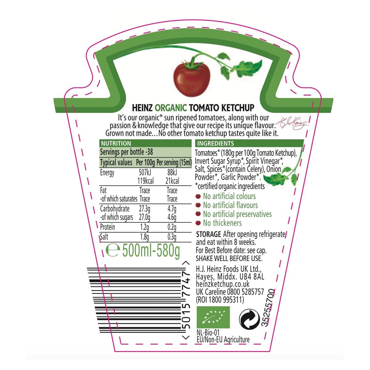 HEINZ Organic Tomato Ketchup Nutritional Information