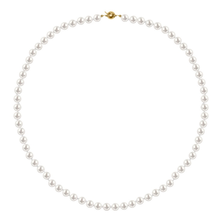 6.5-7mm Cultured Freshwater White Pearl Strand Necklace and 7-7.5mm Stud Earrings, 18ct Yellow Gold
