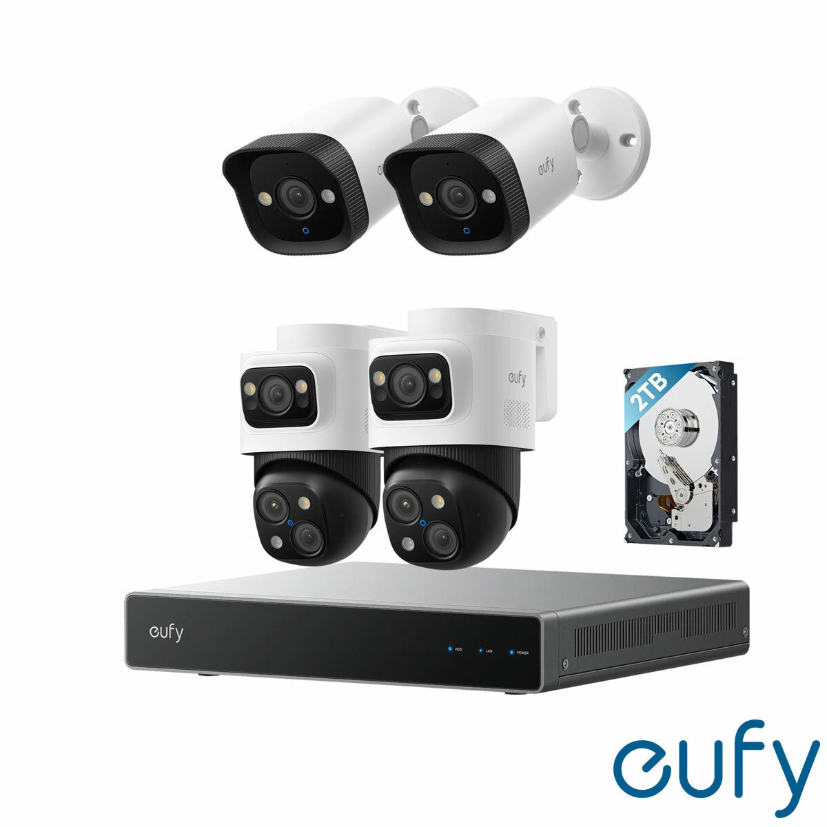 Eufy S4 NVR Security System with 2 x POE Cam S4 Bullet-PTZ Cam & 2 x POE Cam E40 Bullet Cam Eufy S4 NVR Security System with 2 x POE Cam S4 Bullet-PTZ Cam & 2 x POE Cam E40 Bullet Cam