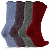 K Bell Ladies Chenille Socks, 4 Pack in Mixed Colours