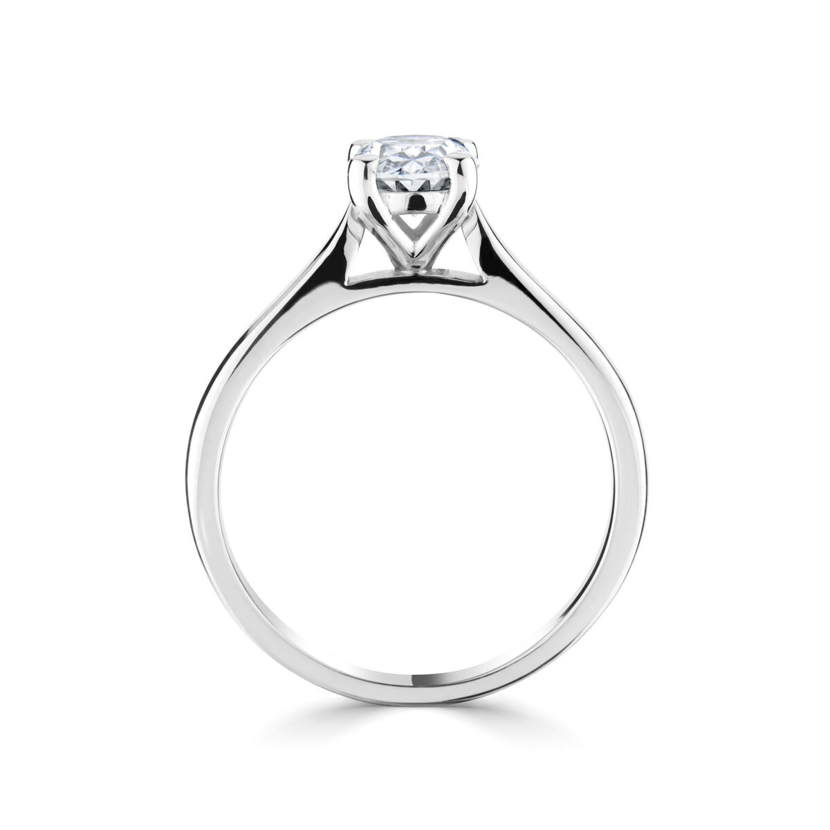 1.00ct Oval Cut Diamond Solitaire Ring, Platinum