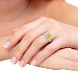 5.10ctw Cushion Cut Fancy Yellow Diamond Halo Ring, Platinum