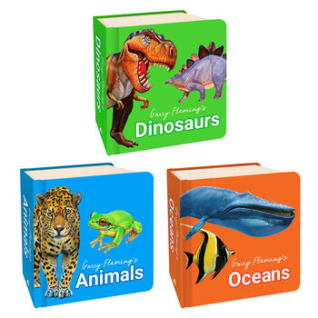 Garry Fleming Chunky Neon Board Books in 3 Options : Dinosaurs, Animals or Oceans