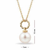 7-8mm Cultured Freshwater White Pearl Round Necklace, 14ct Yellow Gold