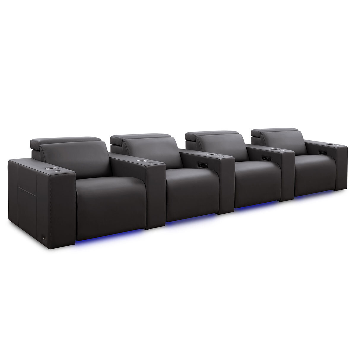 Valencia Barcelona Row of 4 Black Power Reclining Home Theatre Seating