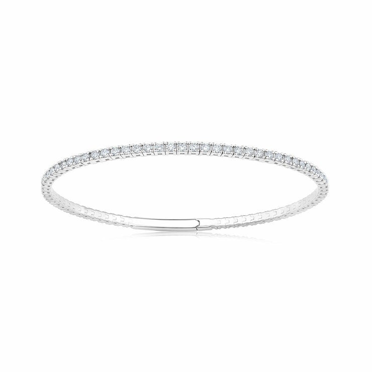 1.50ctw Round Brilliant Cut Diamond Flexi Bangle, 14ct White Gold 1.50ctw Round Brilliant Cut Diamond Flexi Bangle, 14ct White Gold