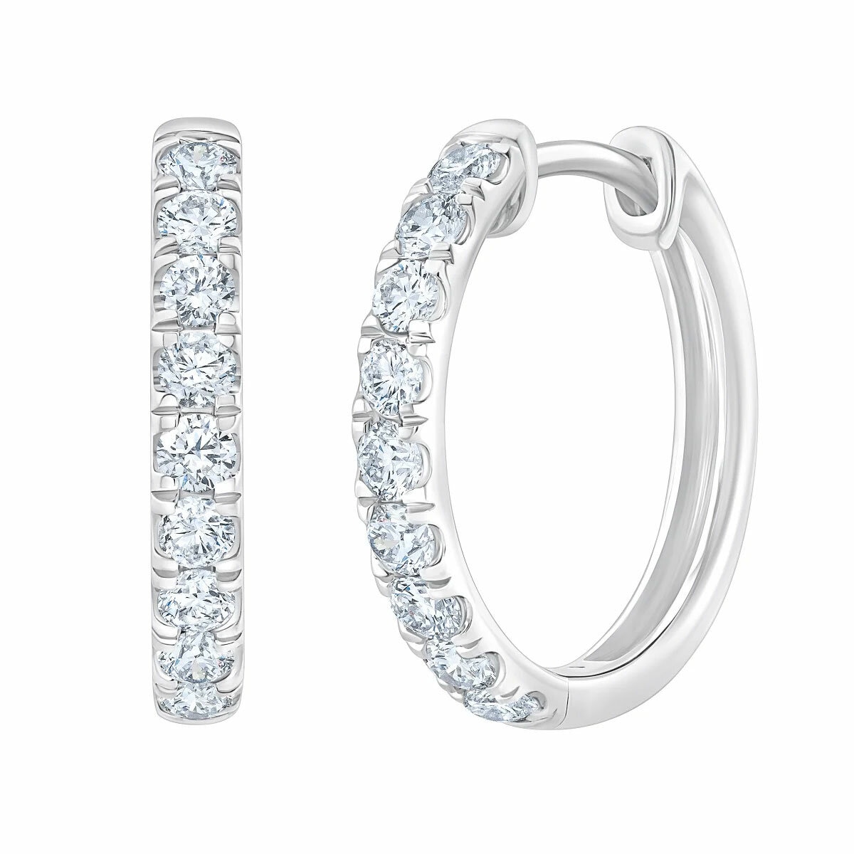 0.50ctw Round Brilliant Cut Diamond Hoop Earrings, 14ct White Gold