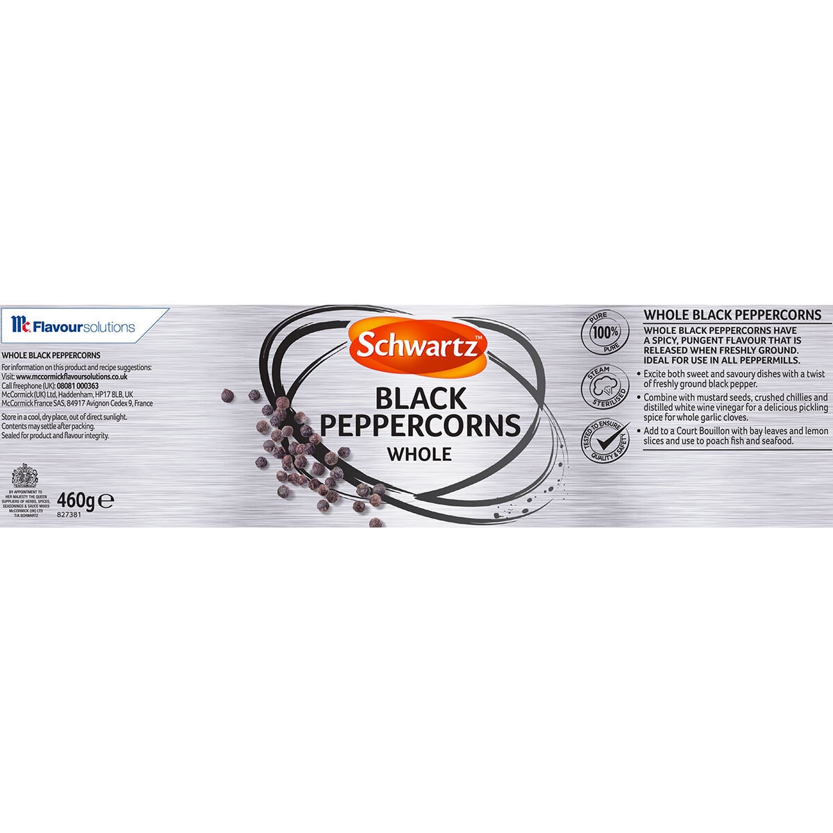 Schwartz Whole Black Peppercorns, 460g