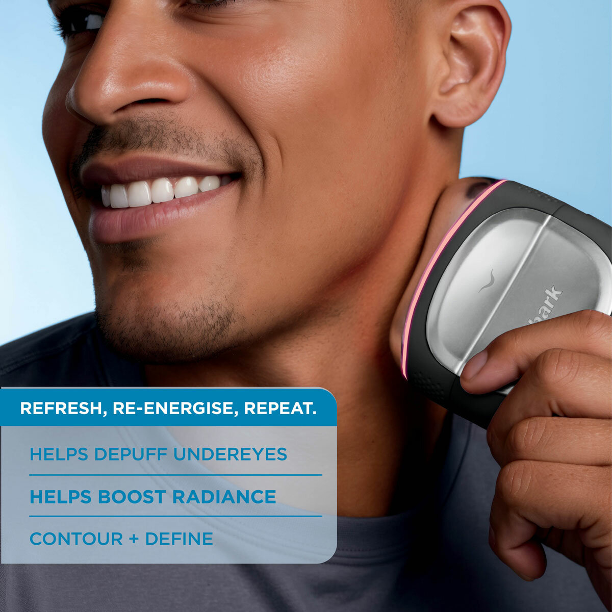 Lifestyle image of model using Shark DePuffi