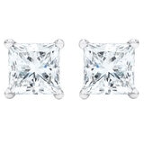 1.50ct Princess Cut Diamond Stud Earrings, Platinum