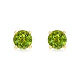 Round Cut Peridot Stud Earrings, 14ct Yellow Gold