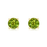 Round Cut Peridot Stud Earrings, 14ct Yellow Gold