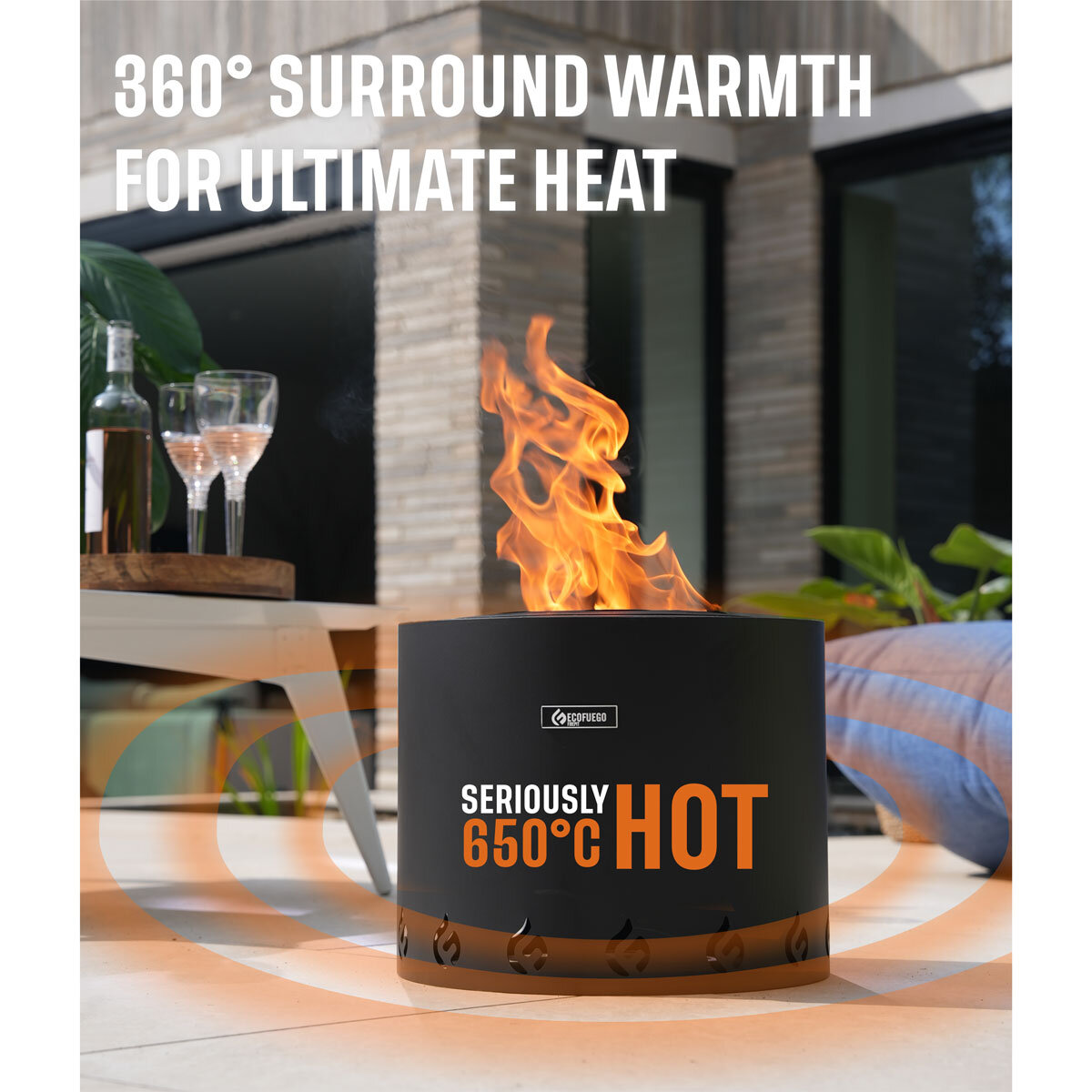 Eco Fuego Steel Fire Pit Bundle + Cover
