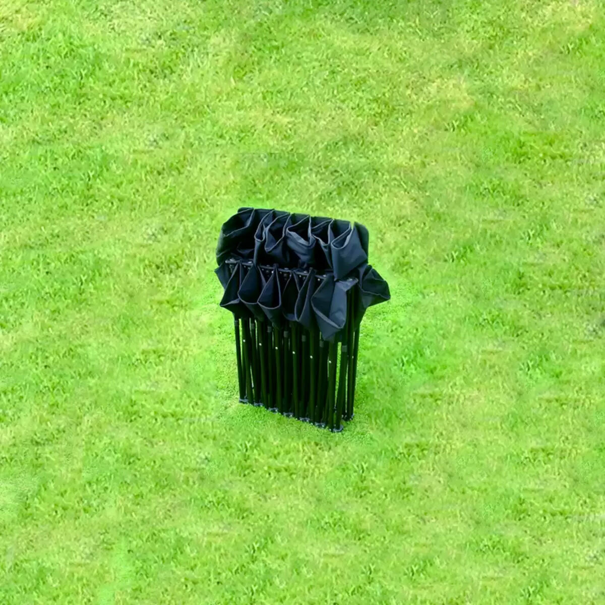 Lifestyle image of the Samba Sports 6-Seater Folding Portable Bench, completely folded Lifestyle image of the Samba Sports 6-Seater Folding Portable Bench, completely folded