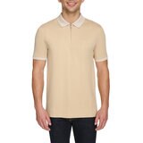 DKNY Men's Zip Collar Polo in Beige, Medium