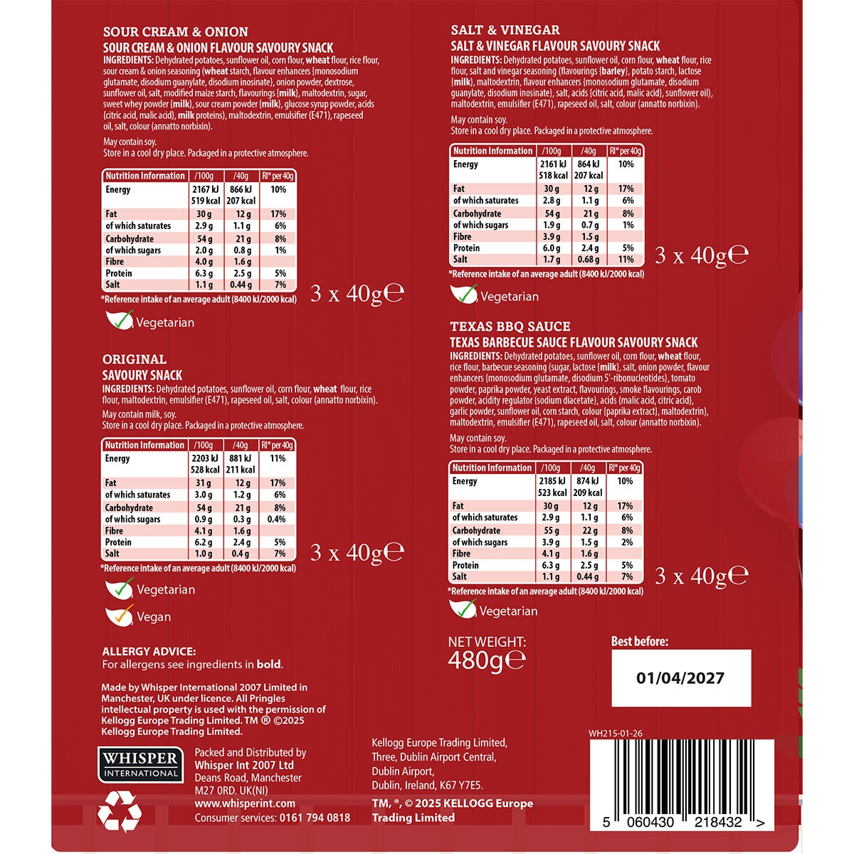 Ingrediants and Nutritional information