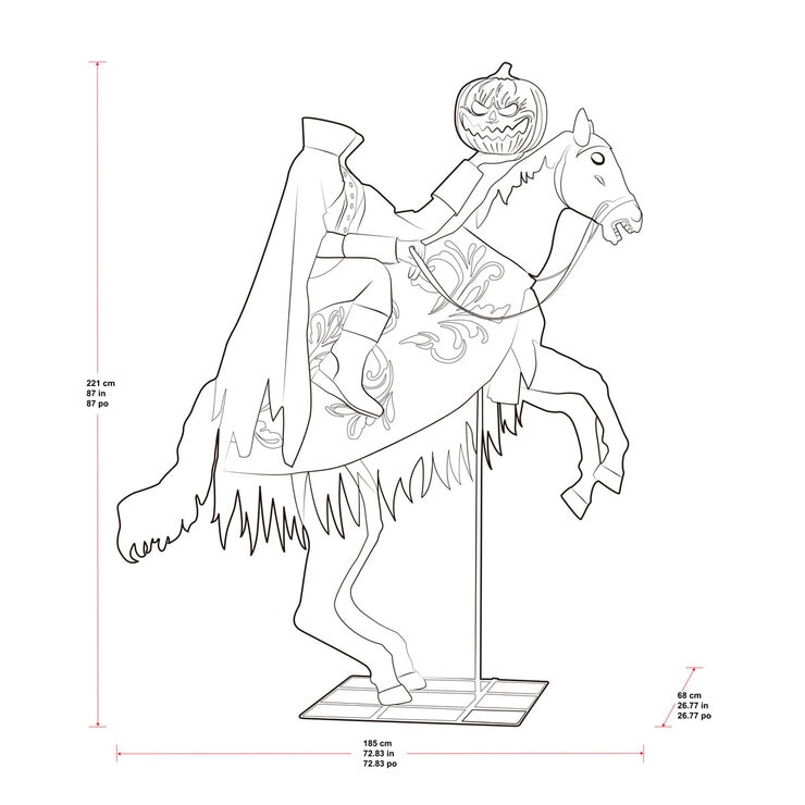 Halloween 7ft Headless Horseman dimensions