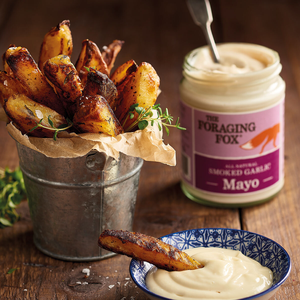 lifestyle shot of mayo with chips