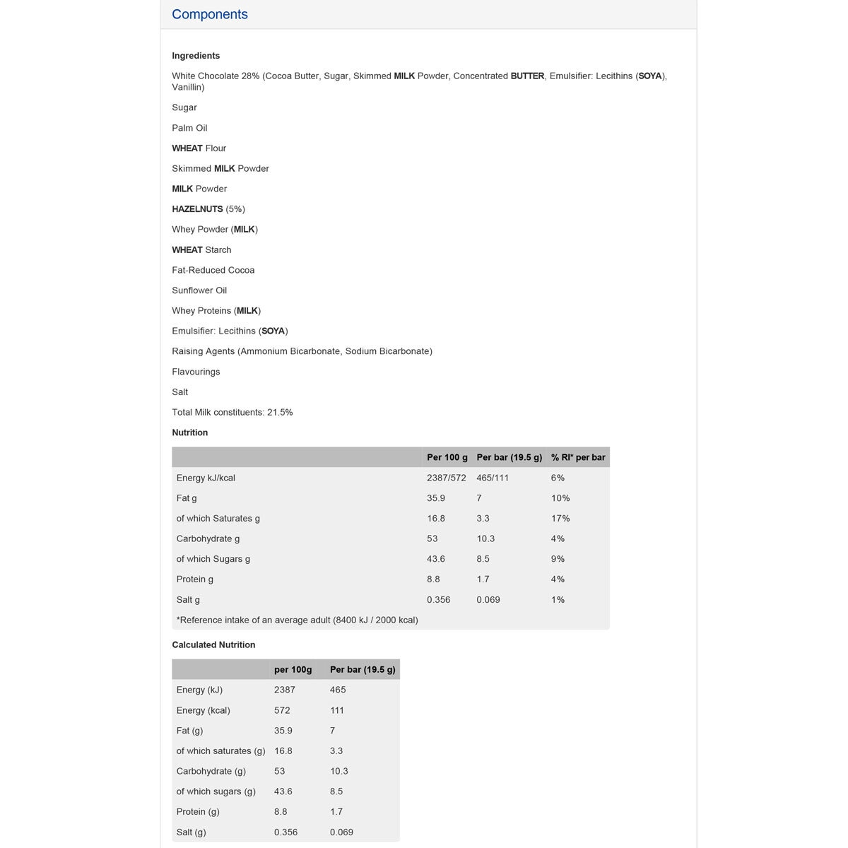 Nutritional Information