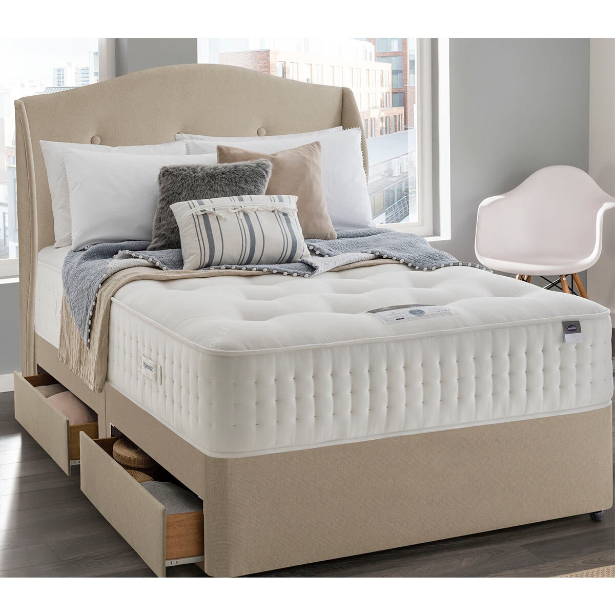 Silentnight Camden Sandstone Fabric Full Height Headboard, King Costco UK