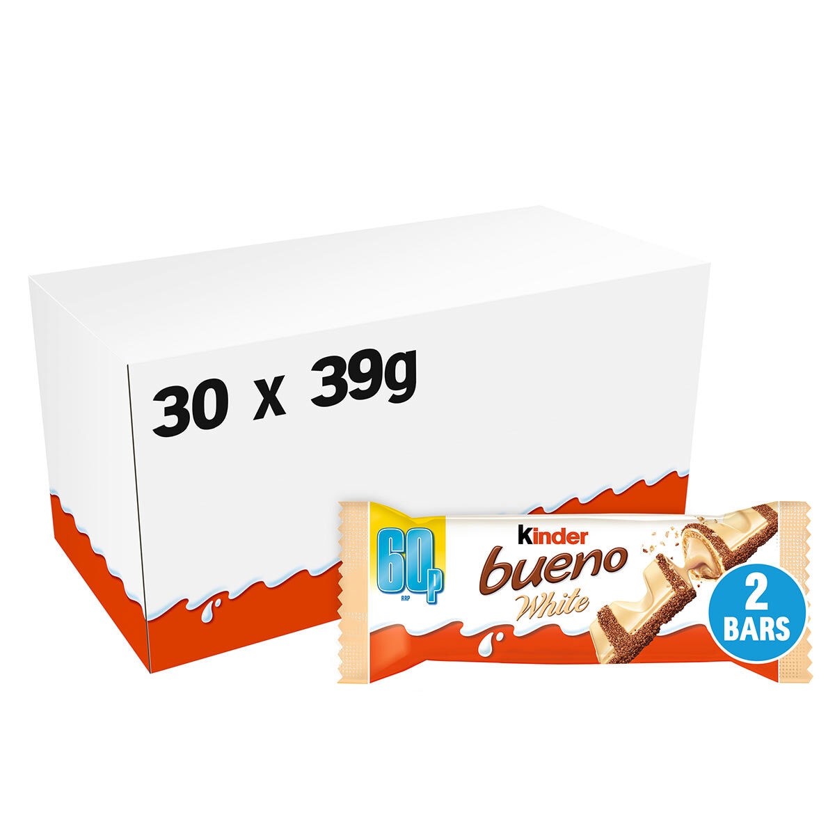 Kinder Bueno White Chocolate Bar, 30 x 39g