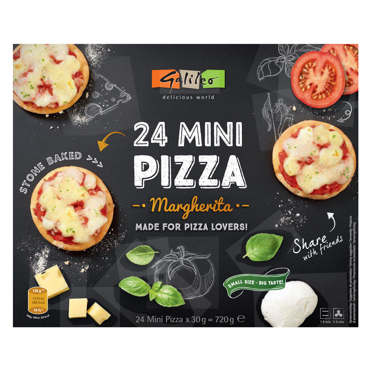 Galileo Mini Margherita Pizza, 720g
