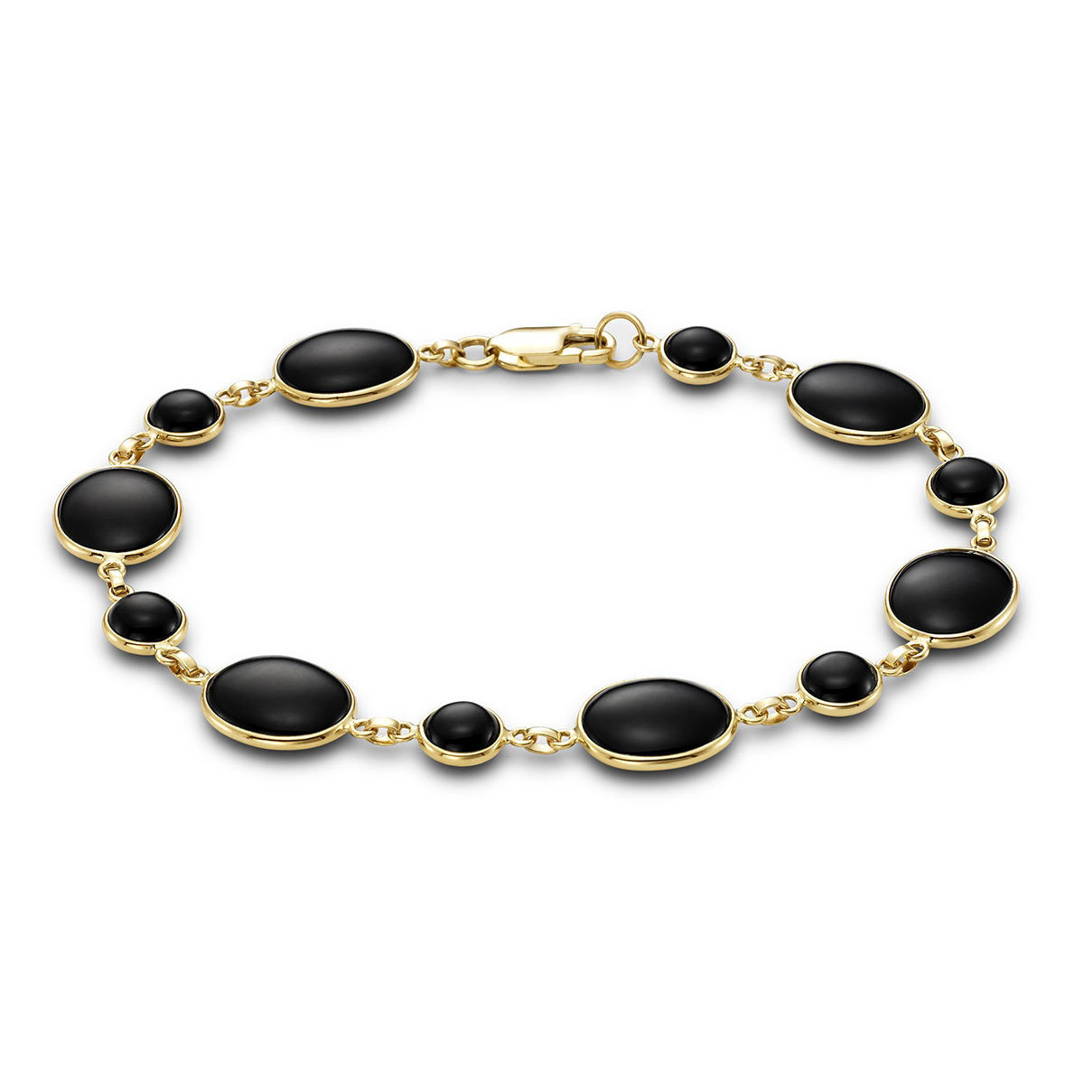 Black Onyx Bracelet, 14ct Yellow Gold