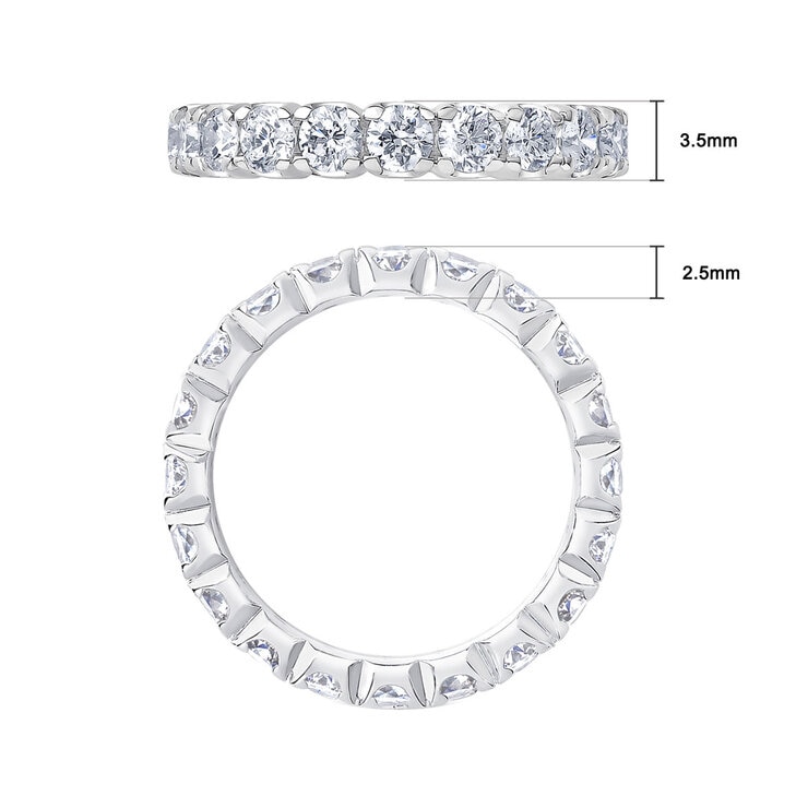 2.00ctw Round Brilliant Cut Claw Set Eternity Ring, Platinum