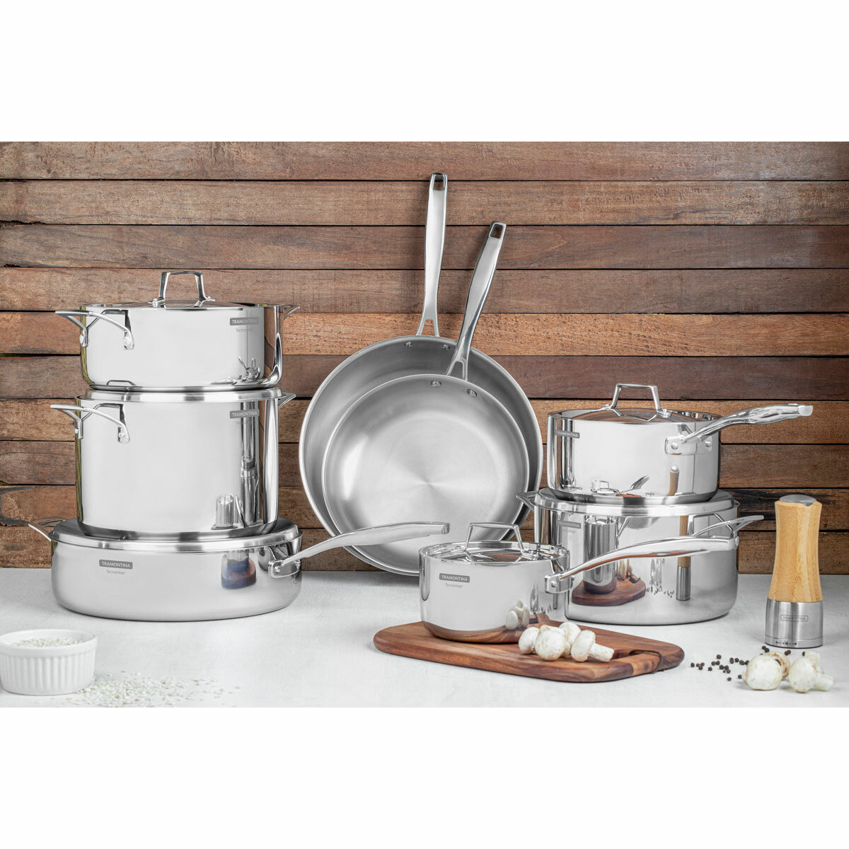 Tramontina Tri-Ply Stainless Steel Cookware Set, 14 Piece Tramontina Tri-Ply Stainless Steel Cookware Set, 14 Piece