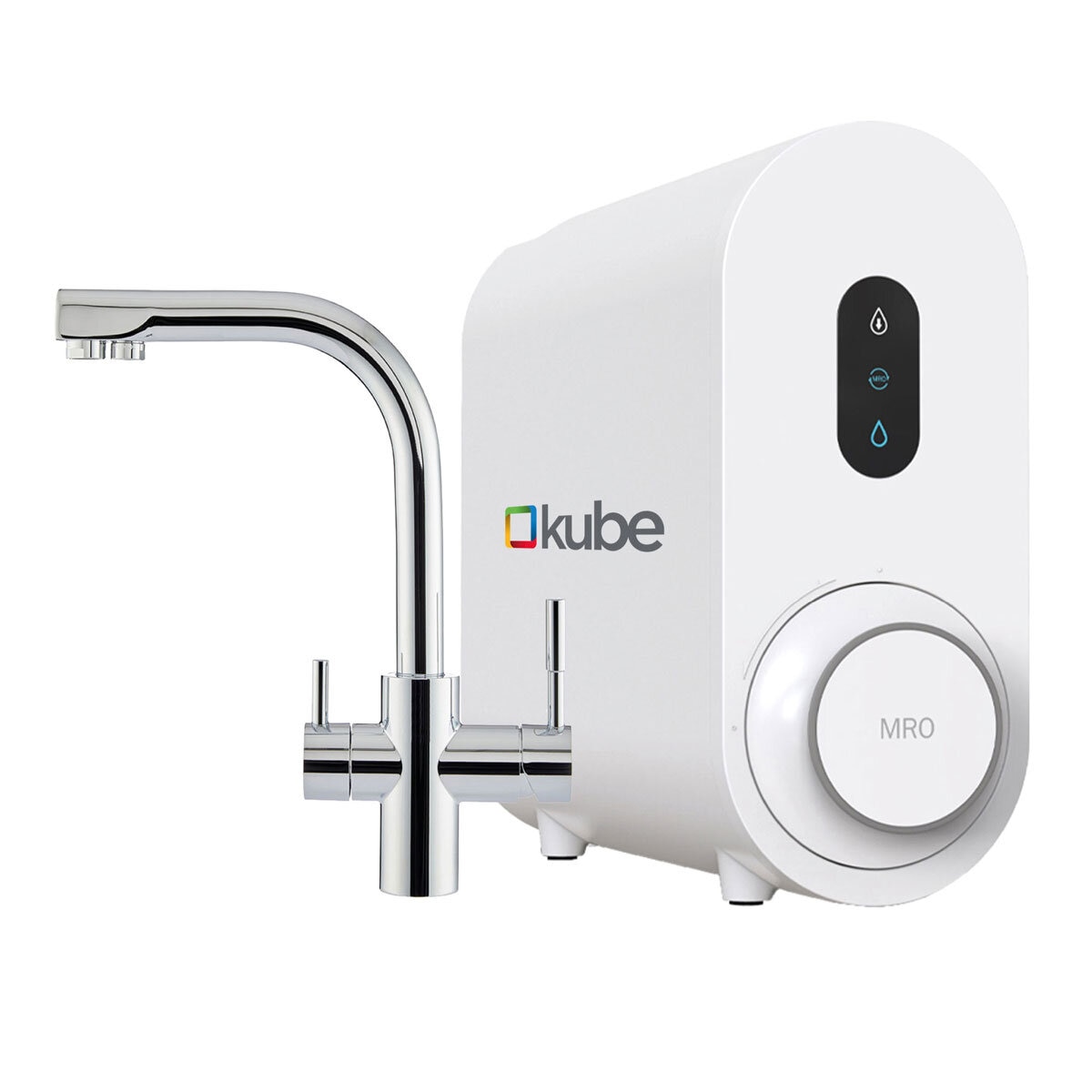 eKUBE Reverse Osmosis (RO) Drinking Water System & 3-Way Gemini Tap