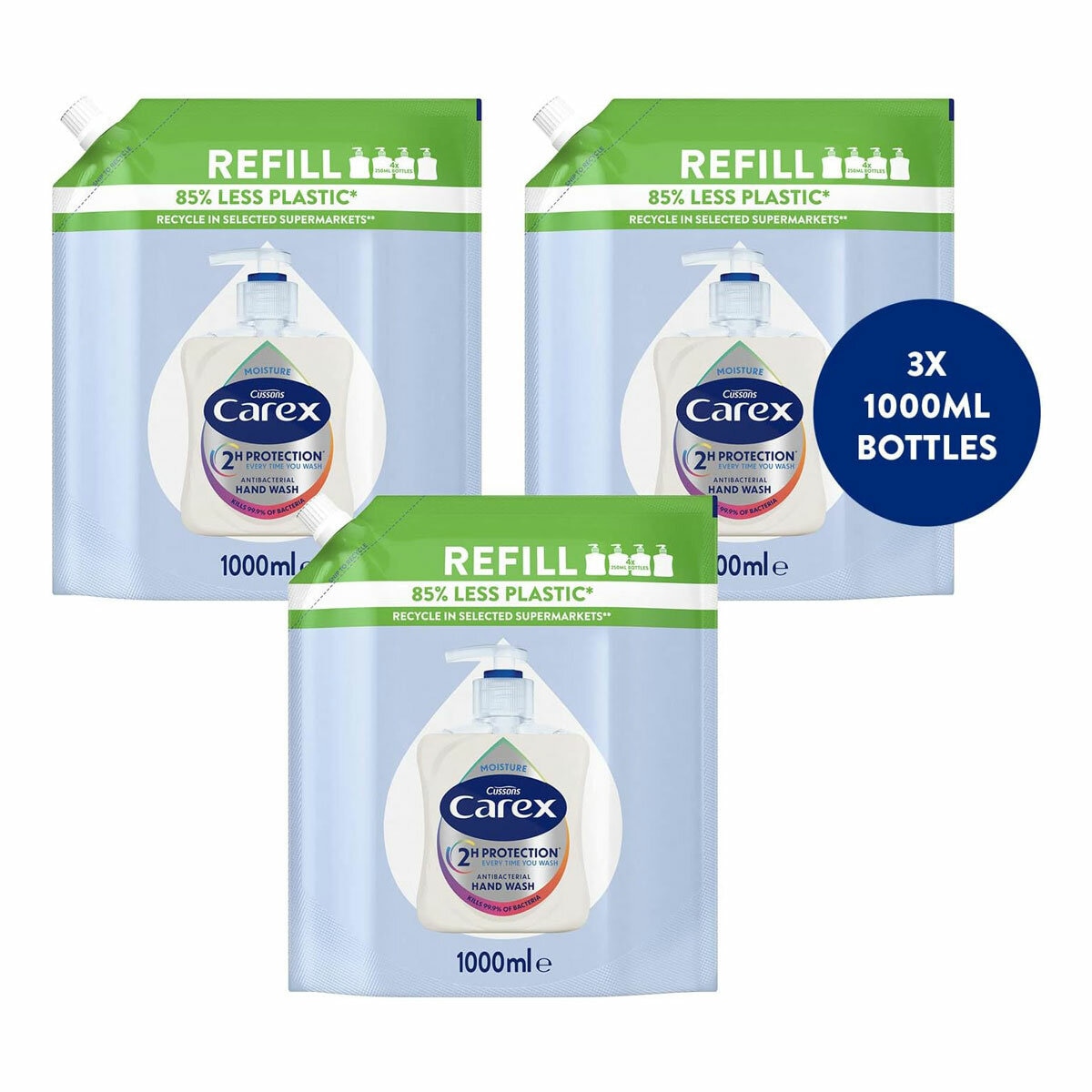 Carex Moisture Liquid Hand Soap Refill, 3 x 1L