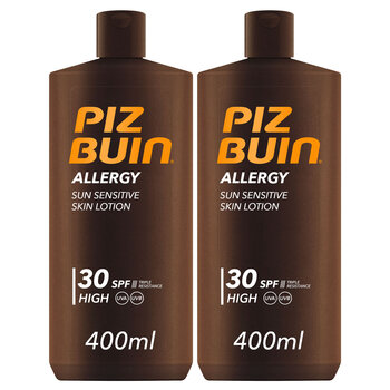 Piz Buin SPF 30 Allergy Suncare Skin Lotion, 2 x 400ml